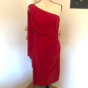 NWT Ralph Lauren Red One Shoulder Dress